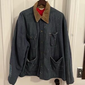 Vintage Key Imperial Chore Jacket Denim Corduroy‎ Collar Red Lining